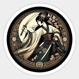 Warrior Princess - Chinese Swordswoman Art Deco Style Sticker